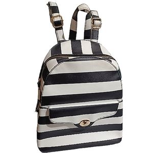 UNDER ONE SKY Striped Saffiano Backpack Bag EUC